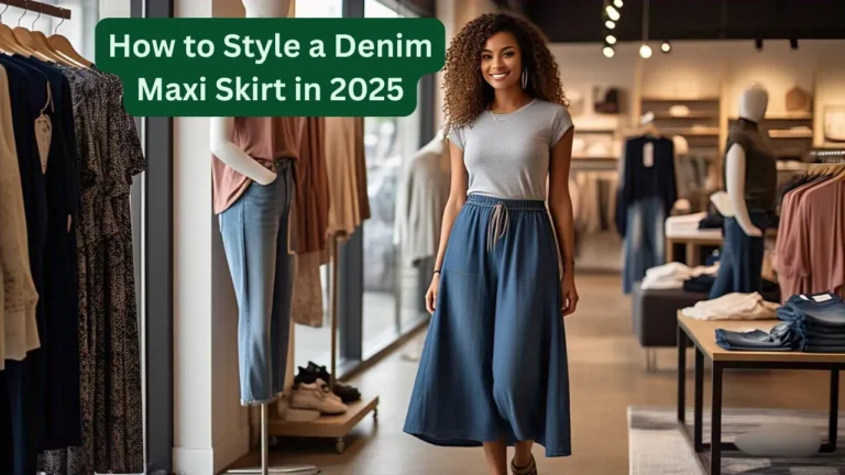 Denim maxi skirt outfit idea 2025