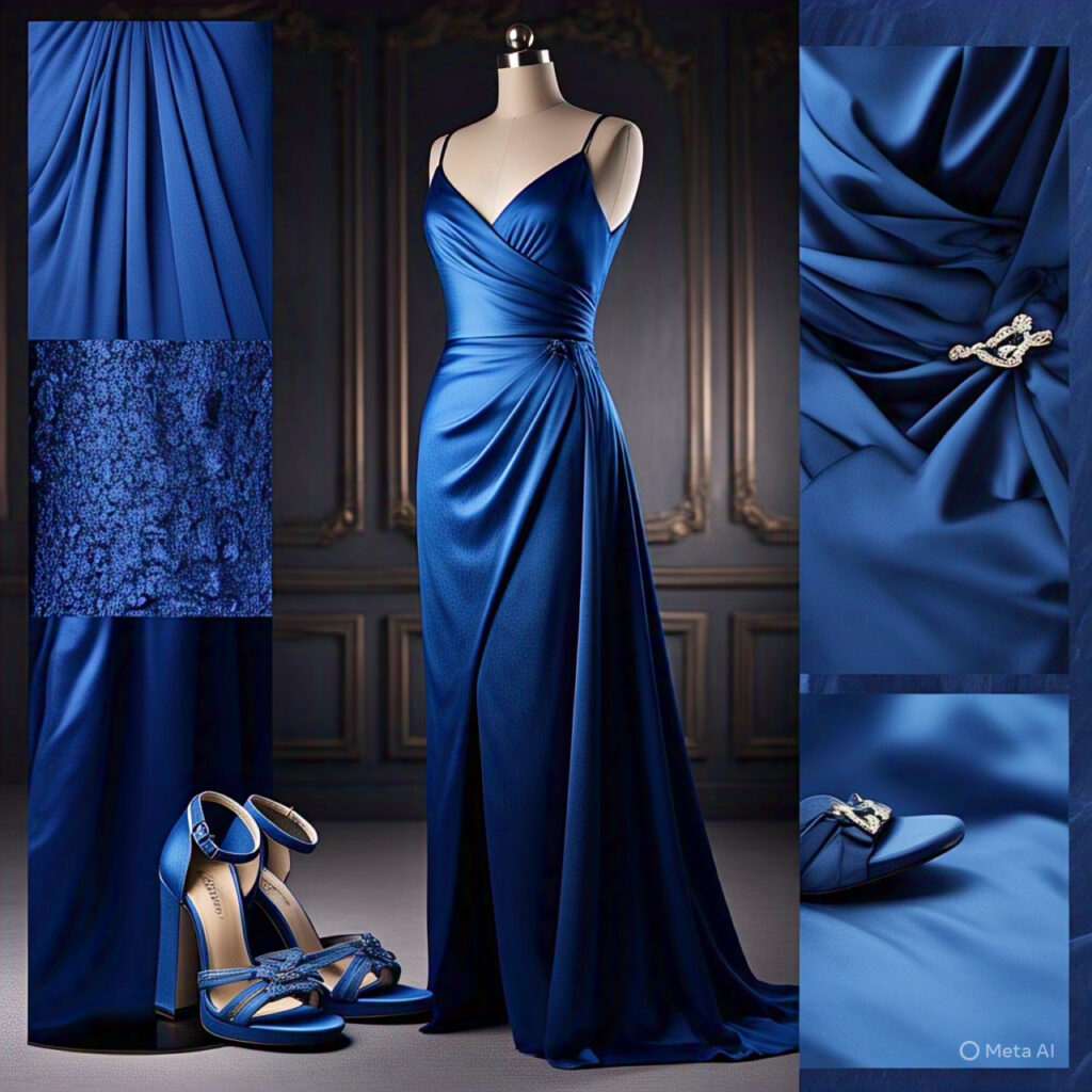 display of blue dress